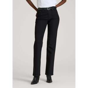 American Tall Mid-Rise Straight Fit Jeans for Tall Women in Optimum Black Size 3